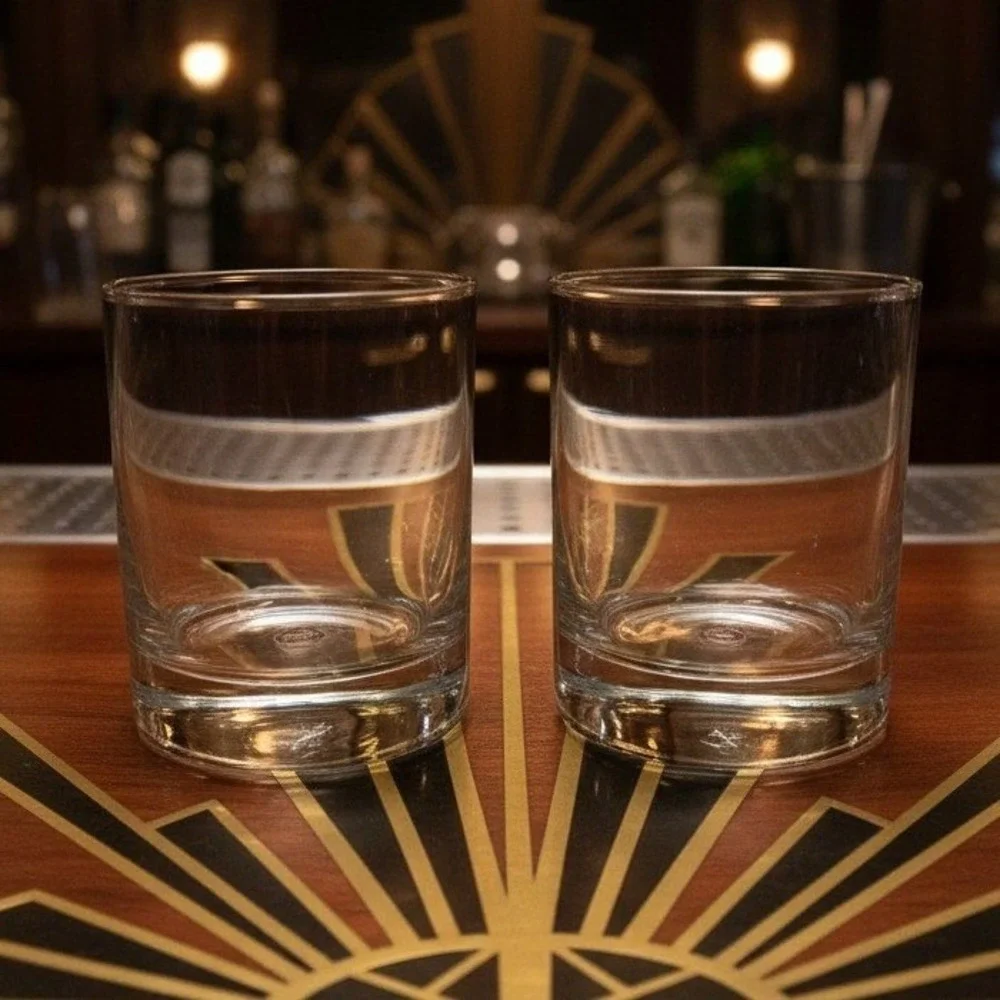 Circleware Crystal Double Old Fashioned Glasses, Set of 2, Vintage Luxor‎ Design